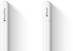 Apple Pencil Pro und Apple Pencil (USB-C) nebeneinander