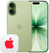 iPhone 17, Rückansicht, Salbei Finish, Dual Fusion Kamera-System, Vorderansicht, Dynamic Island, dünner schwarzer Displayrand, AppleCare+ Logo